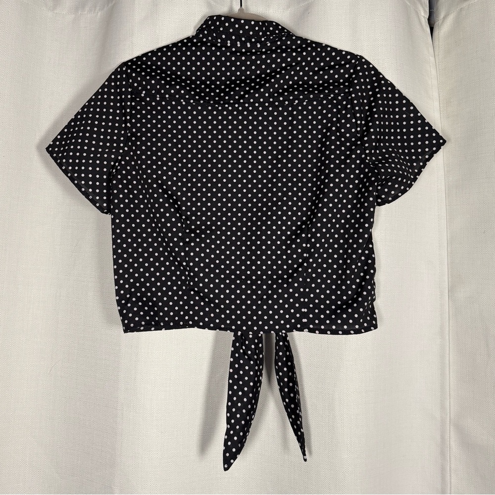 Costumes USA Retro Black and White Polka Dot Sequin Cherry Tie Crop Top - Picture 2 of 6